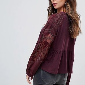 FREE PEOPLE PENNY EMBROIDERED LONG SLEEVE